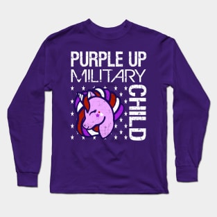 Awareness Month Purple Up Military Child Purple-Up Unicorn Long Sleeve T-Shirt